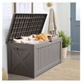 thumbnail image 6 of SONGMY 120 Gallon Resin Deck Box, Large Outdoor Storage Box Waterproof & Lockable for Garden, Patio, Pools (Light Brown), 6 of 7