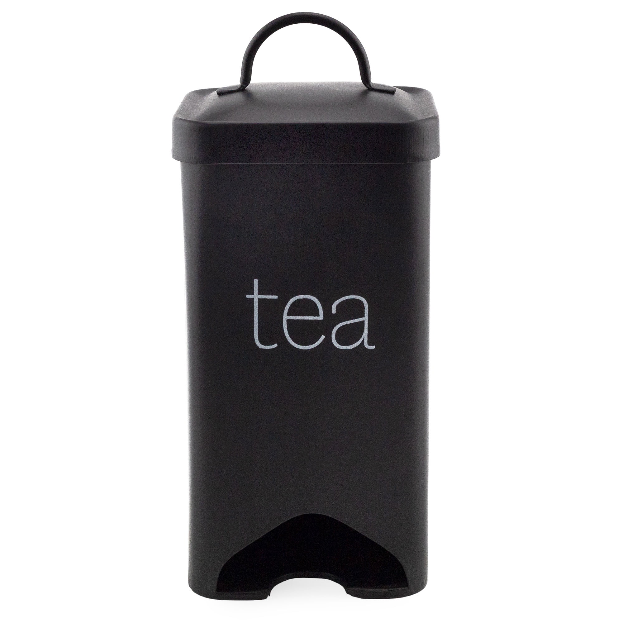 AuldHome Farmhouse Enamelware Tea Bag Holder (Black); Metal Tea Bag Caddy Dispenser for Wrapped
