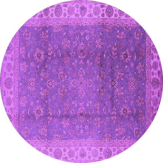 Ahgly Company Indoor Round Oriental Purple Traditional Area Rugs, 8' Round