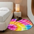 thumbnail image 3 of Colorful Boho Round Area Rug 3 FT,Small Kitchen Bathroom Mats,Pink Yellow Blue Green Tie Dye Abstract Art Washable Indoor Outdoor Throw Runner Rugs Doormat for Table Shower Sofa Entryway, 3 of 8