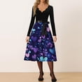 thumbnail image 2 of Long Sleeve Dresses for Women V Neck Funny Print Valentine's Day Dresses Elegant Holiday Outfits Dark Purple S, 2 of 5