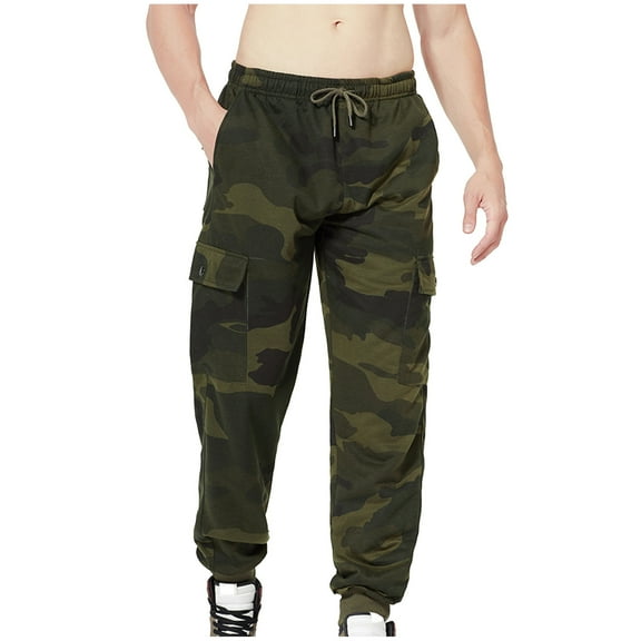 LYXSSBYX Cargo Pants for Men Clearance Loose Camouflage Sports Casual Pants Drawstring Middle Waist Lace Up Leggings