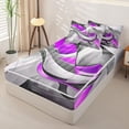 thumbnail image 2 of Homewish Purple Spiral Swirl Zipper Full Size Comforter Sets with Fitted Sheet and 2 Pillowcases,Modern Abstract Art Zipper Bedding Set,Black Reversible,4pcs, 2 of 8