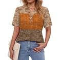thumbnail image 4 of Fantaslook V Neck Henley Blouses for Women Dressy Casual Tops Summer Short Sleeve Shirts Fashion Clothes, 4 of 9