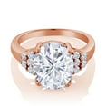 thumbnail image 2 of Gem Stone King 18K Rose Gold Plated Silver Ring Set with Moissanite (5.53 Cttw) (Size 8), 2 of 4