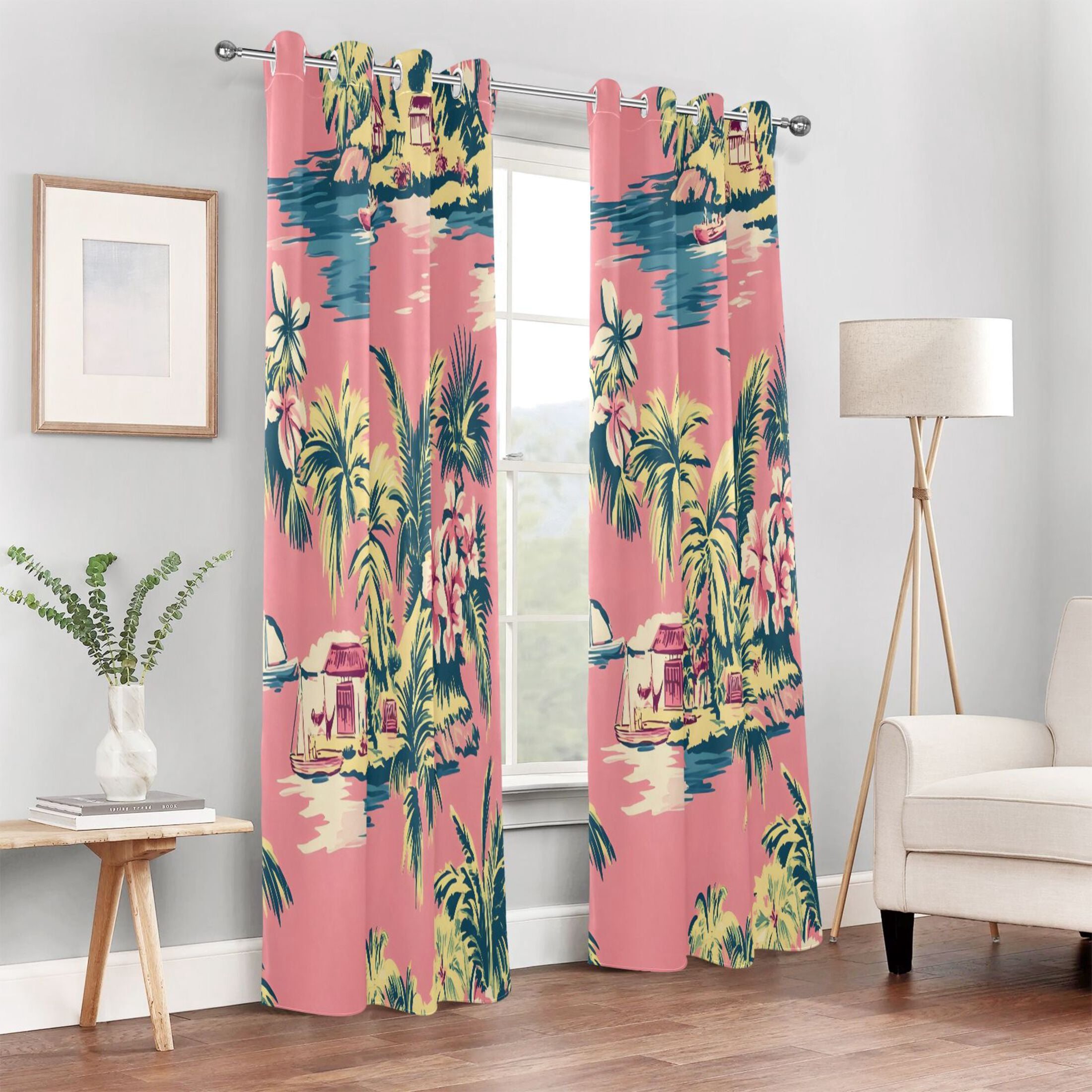 Vintage Palm Tree Blackout Curtains 84"x52" Thermal Insulated Curtain 1 Panel