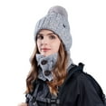 thumbnail image 1 of Adult Warm Hat Bib Two Piece Set Knitted Woolen Ear Protector for Outdoor Riding Winter Accessories, 1 of 4
