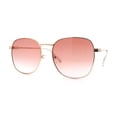 thumbnail image 4 of Womens Nerdy Oversized Rectangle Metal Rim Fashion Sunglasses Gold - Burgundy, 4 of 8