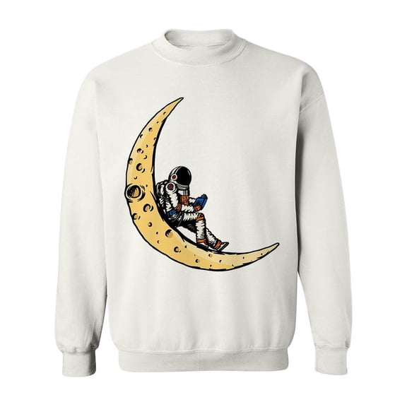 Astronaut Reading On The Moon Sweatshirt Men -Image by Shutterstock, Male Large