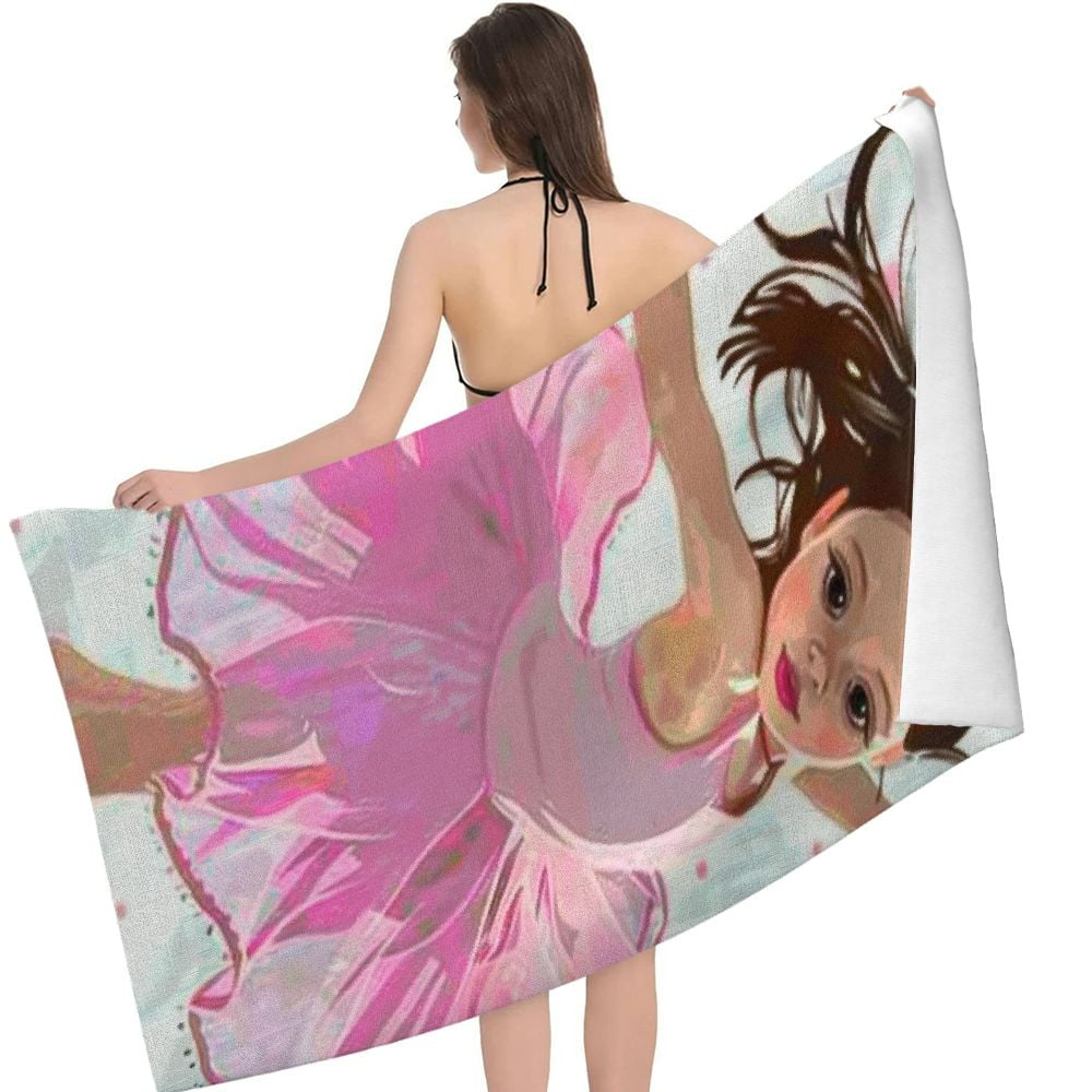 PHYHOO Little Ballerina Dancing Girl Beach Towel Highly Absorbent Microfiber Bath Towel Quick Dry Blanket 30x60in