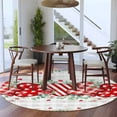 thumbnail image 4 of Valentine's Day Washable Round Area Rug 6 ft, Red Stripe Plaid Heart Rose Petals Grey Plaid, Soft Non Slip Rugs Stain Repellent Indoor Felt Carpet for Living Dining Room Bedroom Home Office, 4 of 9