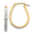 thumbnail image 1 of 14k Yellow Gold Diamond Oval Hinged Hoop Earrings, 1 of 6