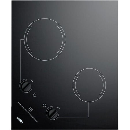 CR2B121 22 Radiant Cooktop with 2 Elements; Smooth Black Ceramic Surface; Residual Heat Indicator and Indicator Lights: Black