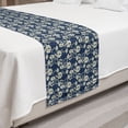 thumbnail image 2 of Floral Bed Runner, Classic Victorian Style Art Motifs with Curved Leaves and Blooms, Decorative Accent Bedding Scarf for Hotels Homes and Guestrooms, King, Eggshell and Night Blue, by Ambesonne, 2 of 2