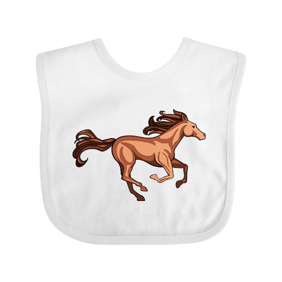 Inktastic Galloping Brown Horse-stylized Illustration Boys or Girls Baby Bib