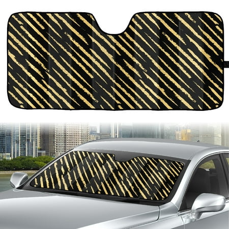((Case of 6))Auto Drive Golden Stripes Universal Car Windshield Accordion Sunshade Pack of 6  63 x 28.5