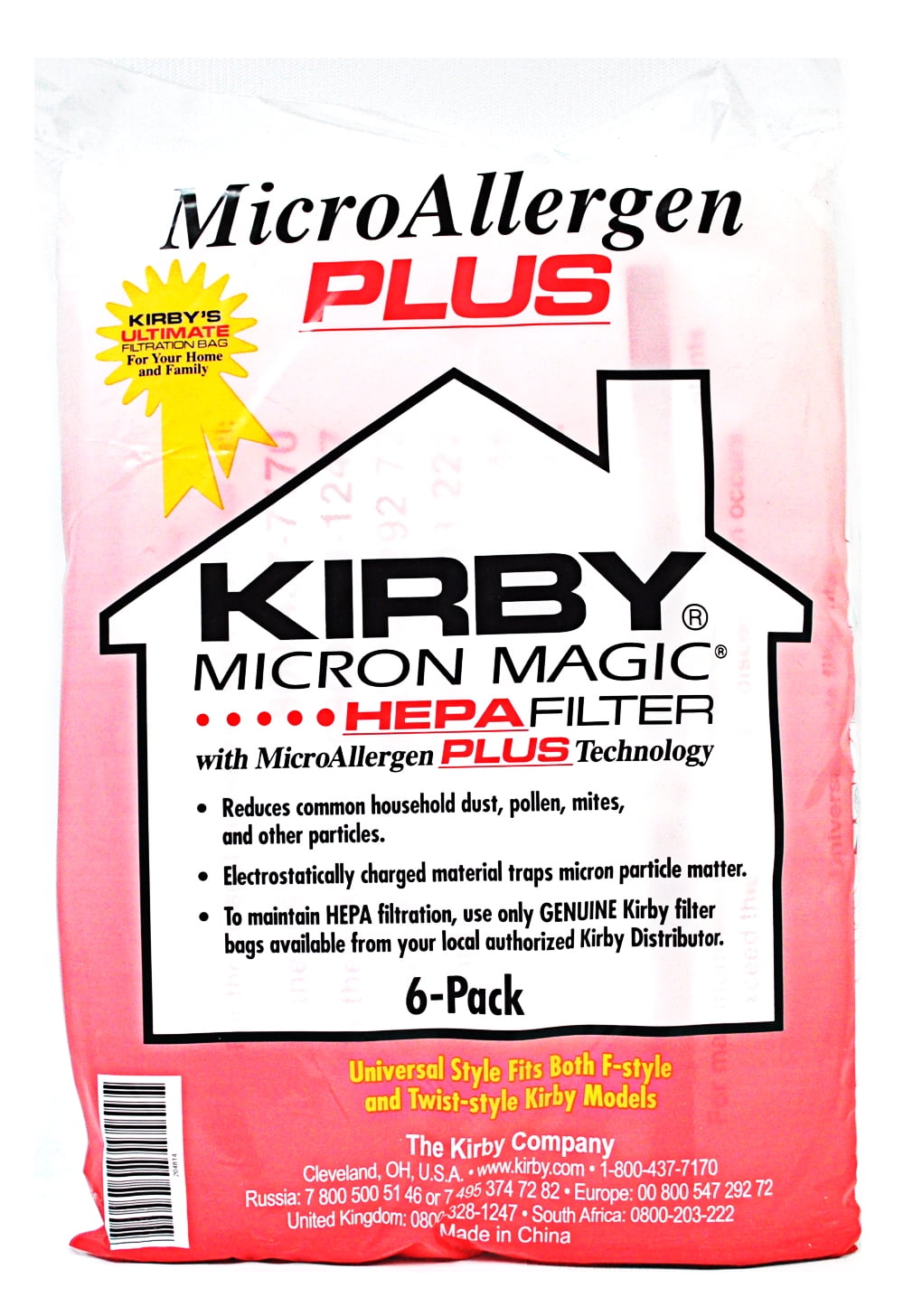 Genuine Kirby F Style Micron Magic HEPA Filtration 204808 Bag Pack 6 