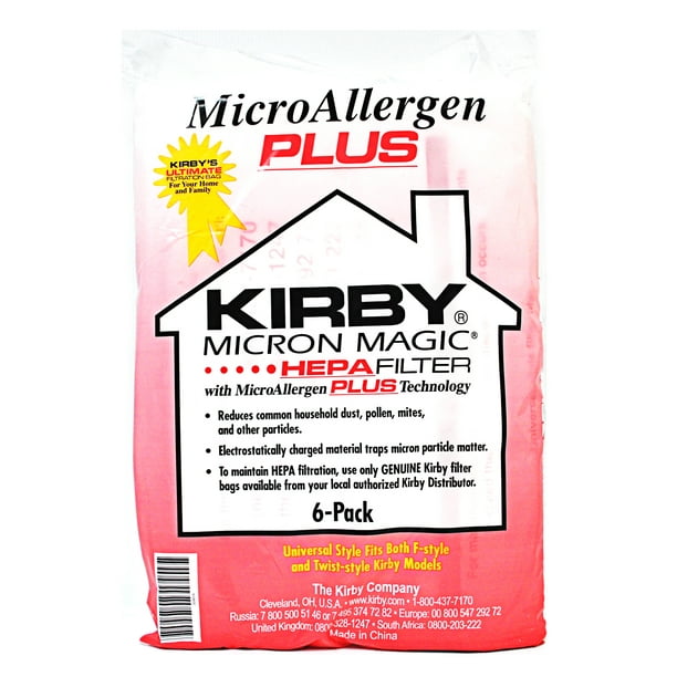 Kirby Micron Magique HEPA Filtre Micro Allergène Plus F Style Sacs sous Vide 6 Pack 204814