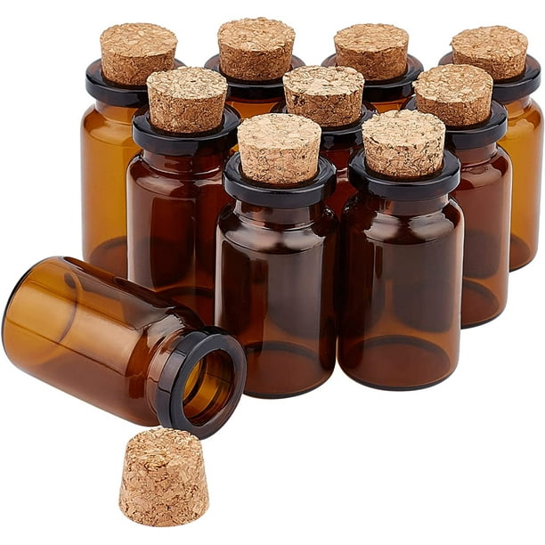 10 frascos de vidrio con tapón de corcho de 10 ml, frascos de deseos, frascos de mensajes, frascos de hechizos, frascos pequeños, frascos, mini frascos flotantes.