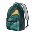 thumbnail image 2 of Teal Gold Marble Backpack for School,Cute School Bag,Schoolbag with Adjustable Shoulder Straps & Padded Back,15.3"x11"x6.7", 2 of 5