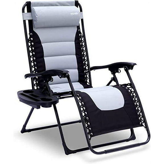 SereneLife Adjustable Zero-Gravity Chair Gray Black