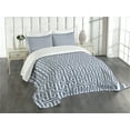 thumbnail image 3 of Ambesonne Geometric Quilted Bedspread Set 3 Pcs, Japanese Floor Style, Queen Size, Grey White, 3 of 5