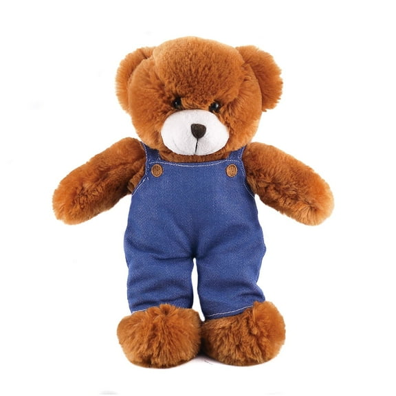 Stuffed Animal with Blue Jean Overalls Personalized Gift, Soft Coveralls Toys Great Present for Valentine Day, Graduation, Birthday,Anniversary, get Well,Christmas Home decor Office 12 Inch.