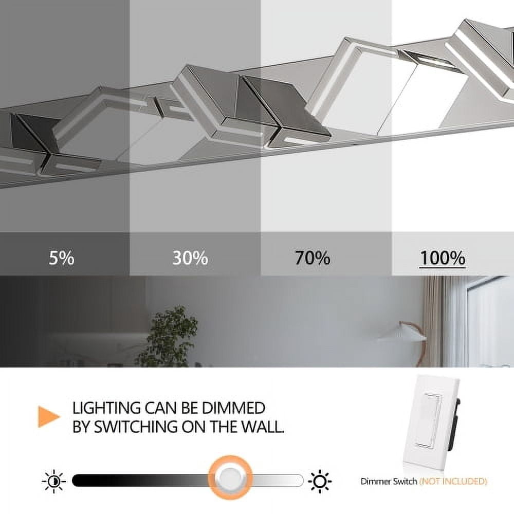 Hi-LIGHTS,8-Lights Modern Chrome LED Vanity Light,Wall Sconce,Sleek Minimalist Design,Energy-Efficient for Bathroom,Dressing room,Living Room,Bedroom(Chrome)
