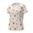 thumbnail image 2 of Goofa Cute Squirrel Pattern Womens Deep V Neck Low Cut Tops Casual Summer Short Sleeve Ribbed Knit T-Shirts-X-Large, 2 of 5