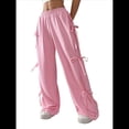 thumbnail image 1 of Pantalones Deportivos Anchos para Mujer, Cintura Elástica, Holgados e Informales con Bolsillo, para Salir. Rosa L, 1 of 9