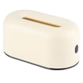 thumbnail image 1 of Caja de pañuelos de plástico moderna de amplia apertura para oficina, dormitorio y sala de estar, resistente al agua, de color amarillo crema, 1 of 8