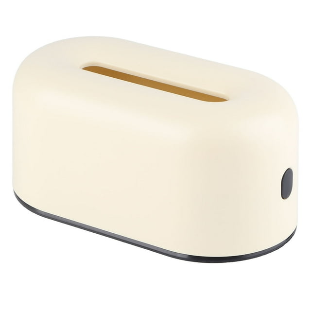 Caja de pañuelos de plástico moderna de amplia apertura para oficina, dormitorio y sala de estar, resistente al agua, de color amarillo crema