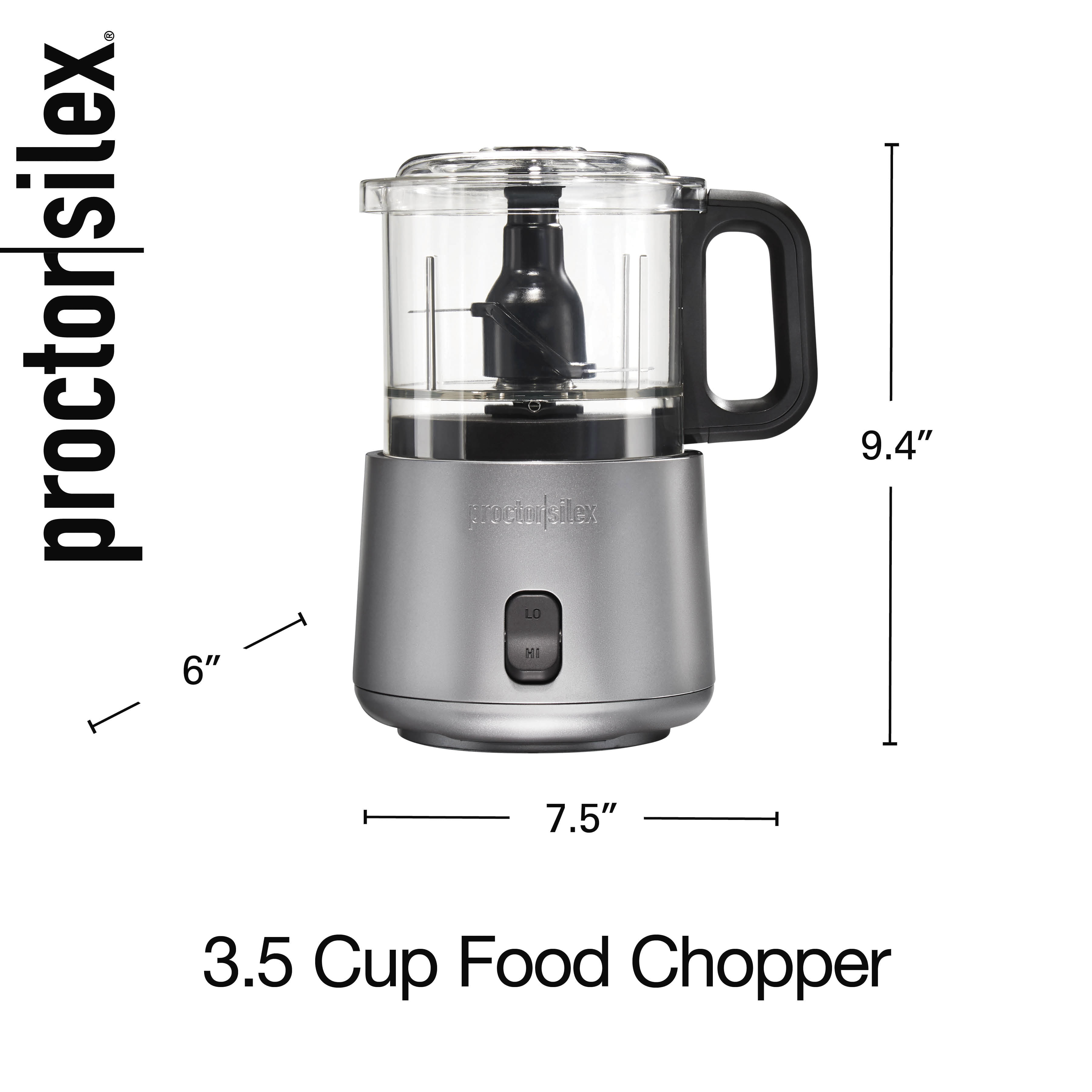 Proctor Silex Quick Clean 9-Cup 1-Speed Grey Food Processor with
