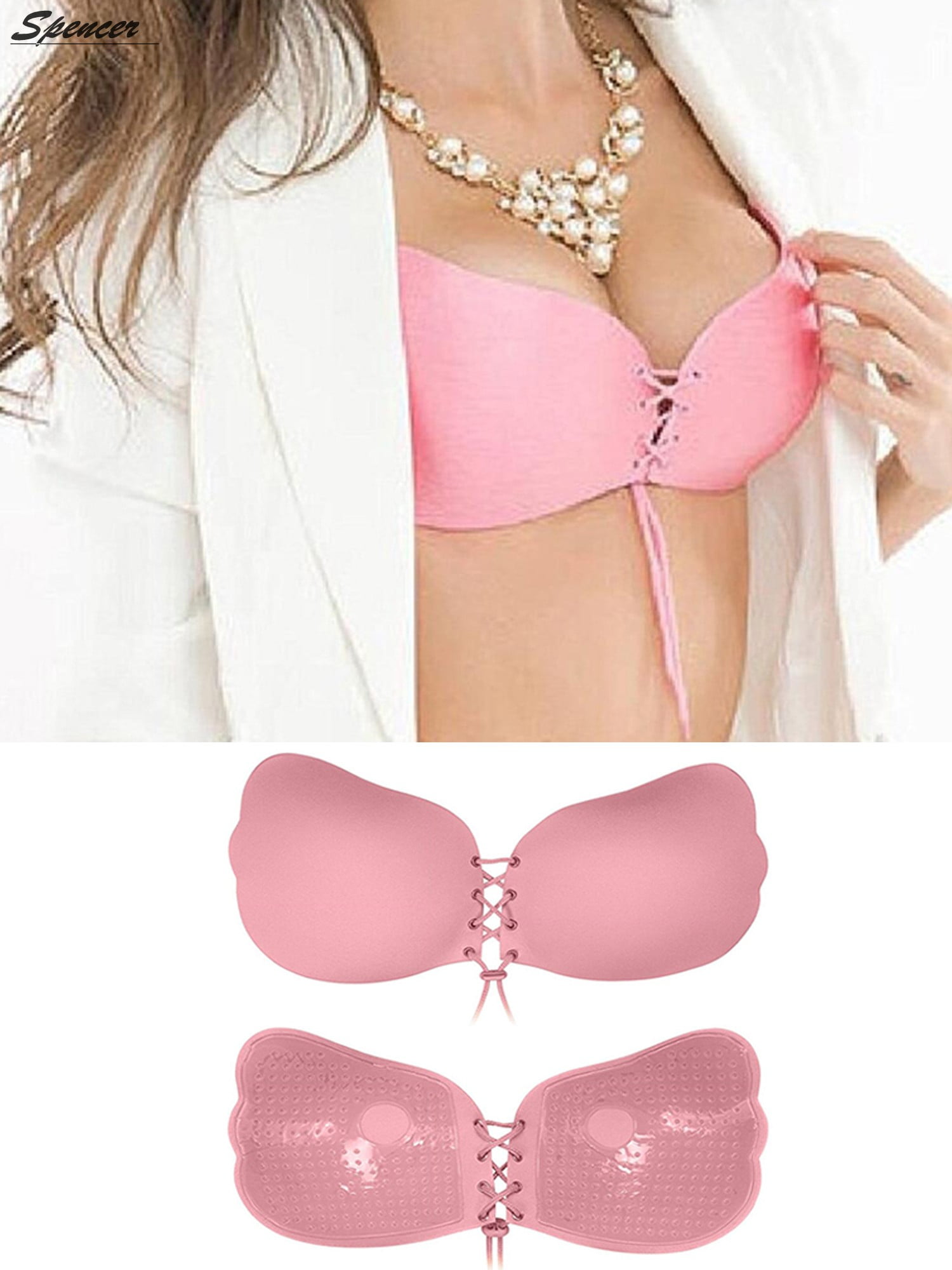 Spencer Women's Strapless Invisible Bra Backless Self Adhesive Push Up