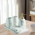 thumbnail image 4 of Kit de Accesorios de Baño CERÁMICA Dispensador de Jabón Líquido Aspecto Mármol Vaso, Blanco 5 piezas, 4 of 8