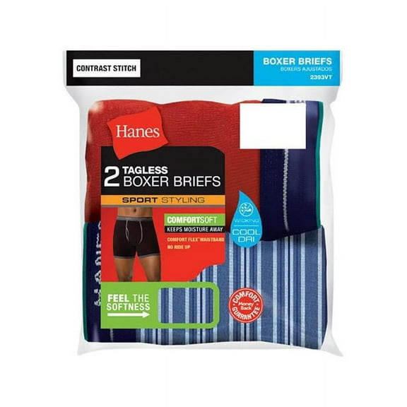Hanes 9605601 Comfort Flex Large Mens Assorted Color Boxer Briefs - 2 per Pack