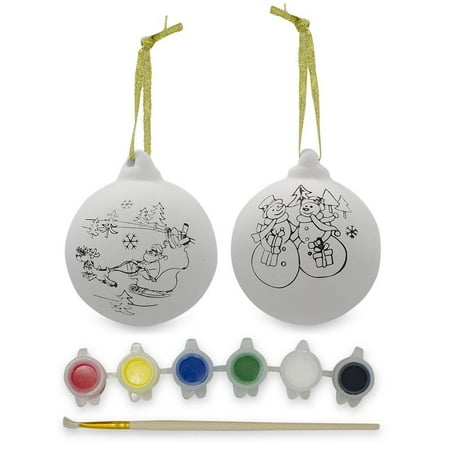 - Set of 2 Paint your Own Santa Gypsum Christmas Ornaments