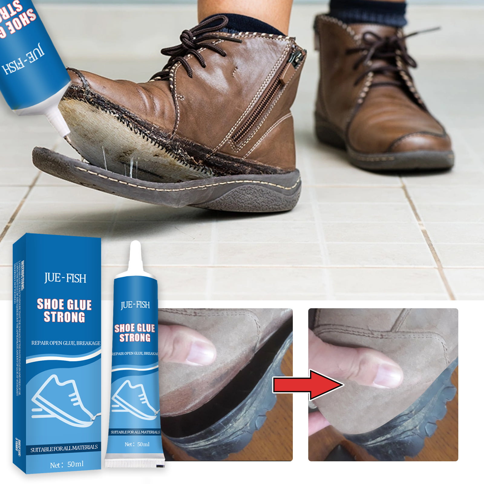 Shoe Glue Sole Repair Upper Adhesive | Sneaker Glue Repair,Boot Sole Fix  Glue,Quick Dry Boot Repair Formula Works in Seconds,Adhesive Clear  Waterproof