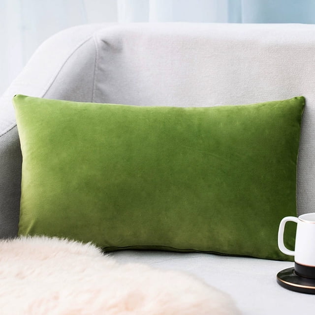 Iumwxz Throw Pillow Cases Rectangle Velvet Throw Pillow Cover Soft Cushion Decorative Washable Comfortable Envelope Closure Fresh Breathable Brush Fabric Living Room Bedroom 1-Pack Green