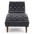 thumbnail image 2 of Classic Faux Leather Upholstered Chaise Lounge, Button Tufted Sleeper Lounge Chair with Solid Wood Pillow for Living Room Bedroom, 2 of 13