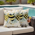 thumbnail image 4 of Bees Loves Outdoor Pillow Covers Pack of 2 Vintage Country Yellow Bee Plaid Dot Love Floral Linen Texture Waterproof Throw Pillow Covers Decorative Cushion Cases for Patio Garden Tent 26x26 inch, 4 of 9