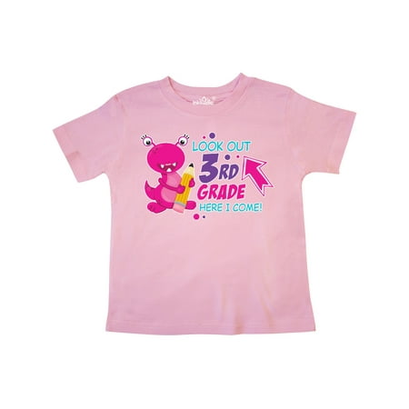 

Inktastic Look out 3rd Grade Here I Come with Cute Pink Monster Gift Toddler Boy or Toddler Girl T-Shirt