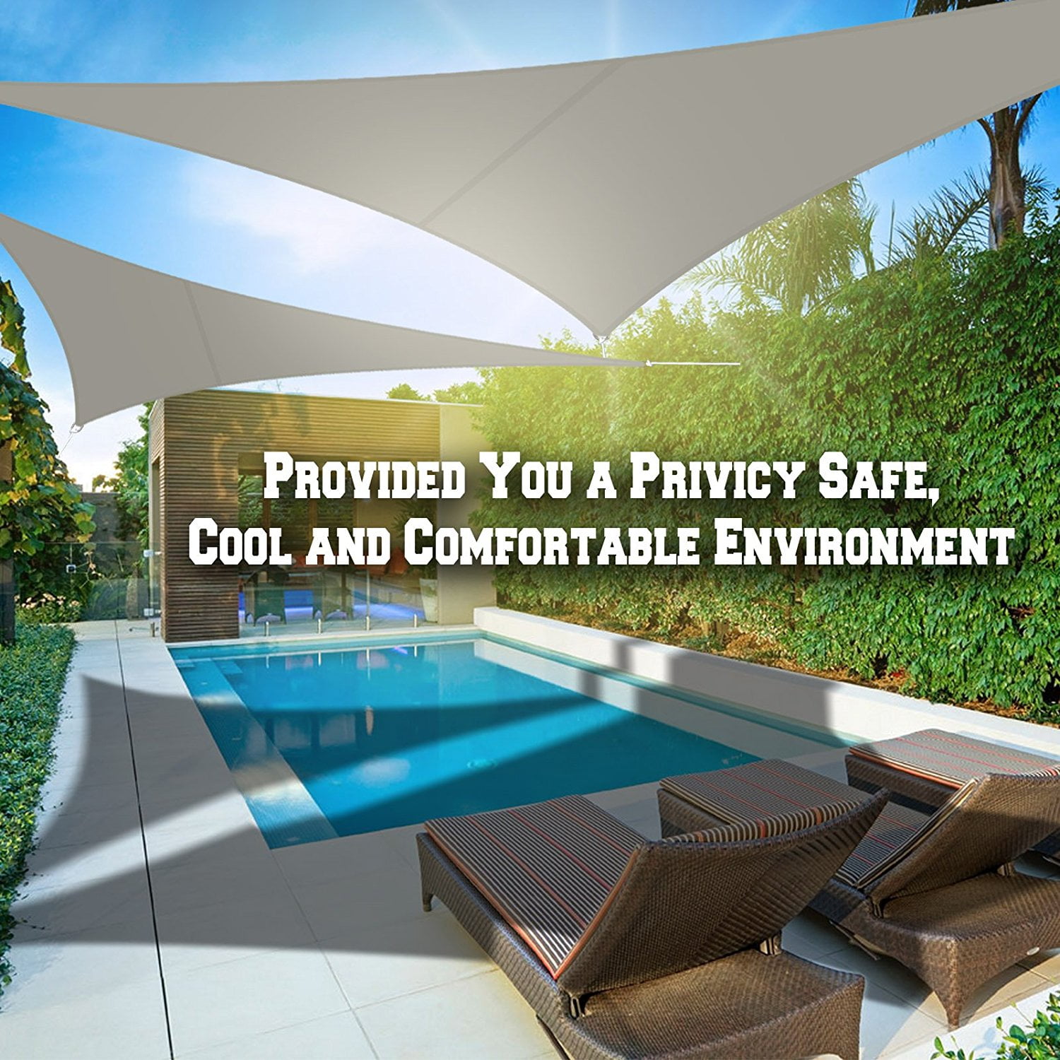 Sunrise Outdoor Sun Shade Sail 12'x12'x12' Triangle UV Top Cover Canopy - Ecru