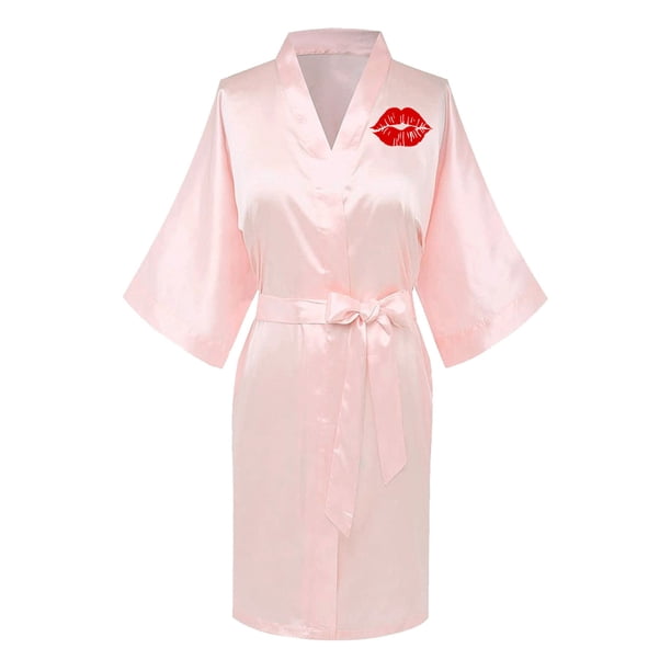 Batas para mujer, cómodas, con estampado de San Valentín, de manga larga, para la mañana, para el hogar, pijamas para mujer