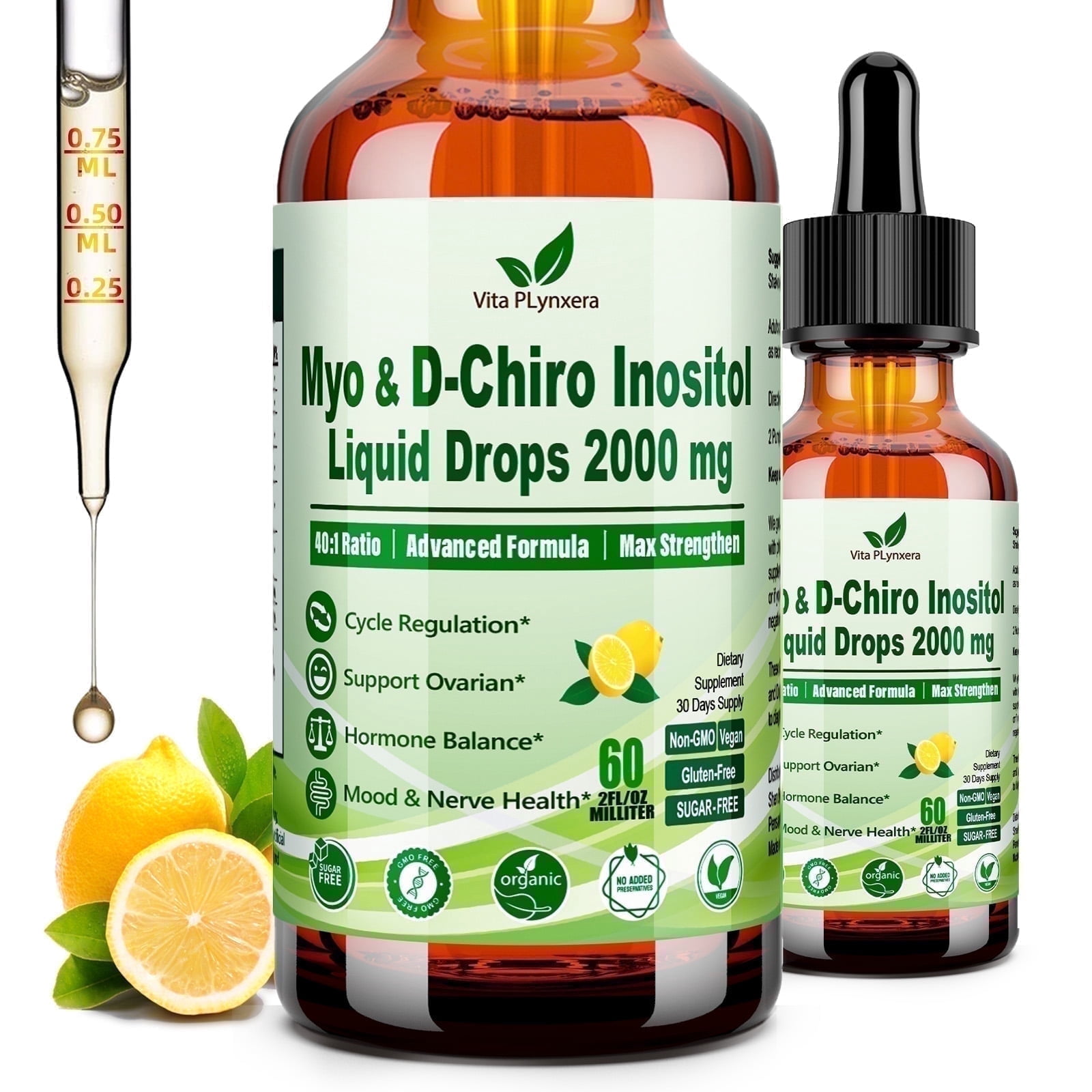 VitaPLynxera Myo & D-Chiro Inositol Blend 40:1 Ratio - Dietary Supplement for PCOS & Ovarian Health Support - Vegan, Non-GMO Powder