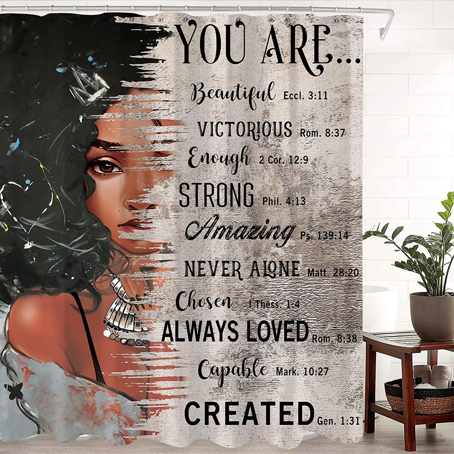 SPXUBZ African American Black Girl Quotes Bathroom Shower Curtain Polyester Waterproof 72x72 inch