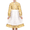 Yellow, variant on Girls Dress 3 Piece Set Apron Bonnet Pioneer Costume Floral Peasant Retro 5 Years