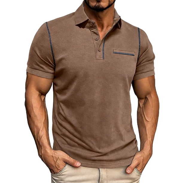 Ceisia Men's Slim Fit Contrast Stitching Short Sleeve Polo Shirt with Chest Pocket Gifts