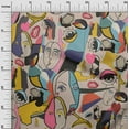 thumbnail image 3 of oneOone Georgette Viscose Dusty Gray Fabric Abstract Comic Face Diy Clothing Quilting Fabric Print Fabric By Yard 42 Inch Wide, 3 of 6