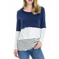 thumbnail image 3 of FASHIONWT Women Plus Size Round Neck Patchwork Striped Long Sleeve T-Shirt Maternity Nursing Top, 3 of 4